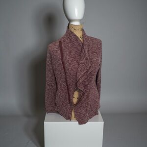 Bass Womens Size M Knot Asymmetrical Zip Burgundy Draped Sweater Jacket